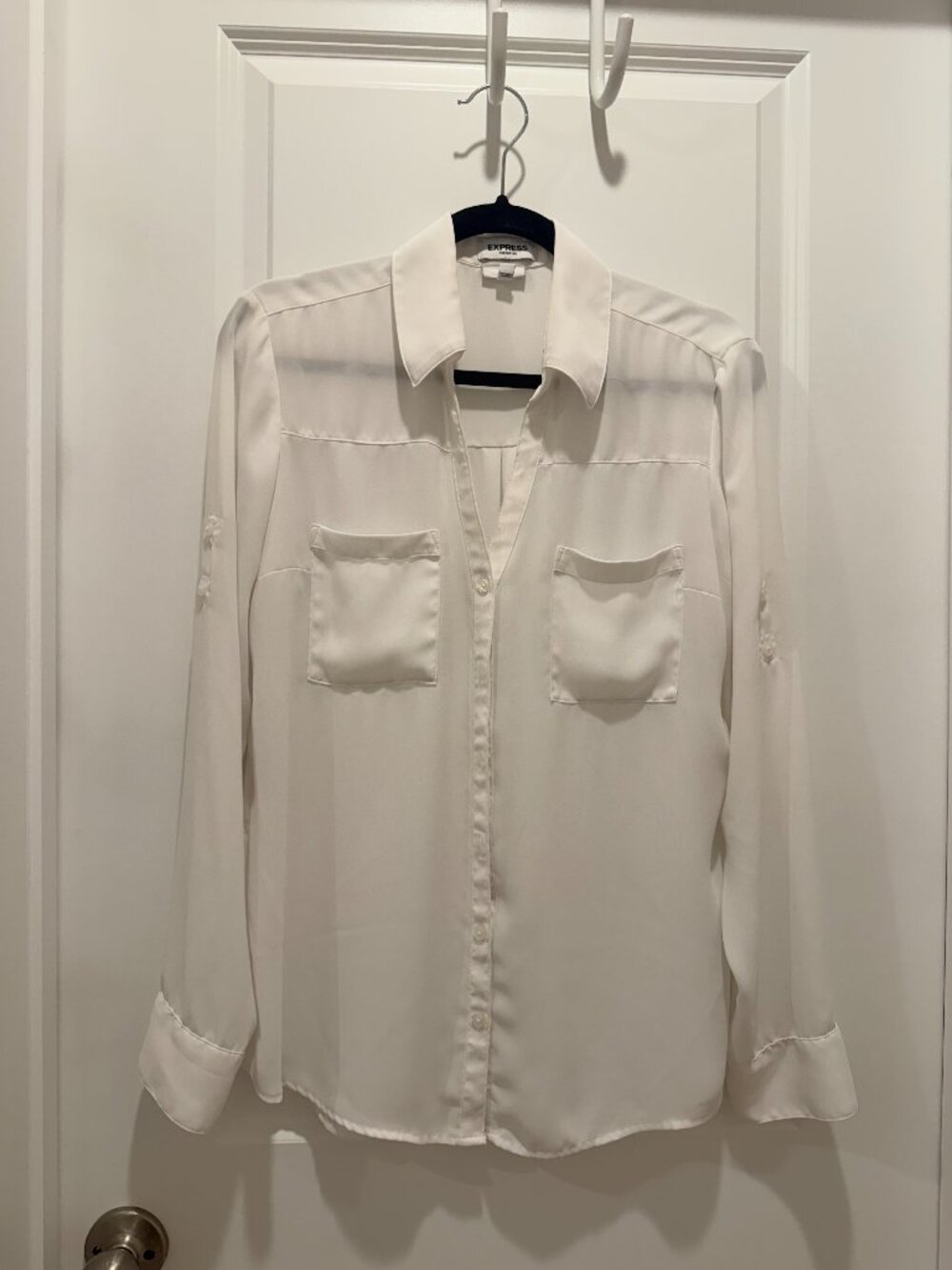 Express White Sheer Button-Down Shirt